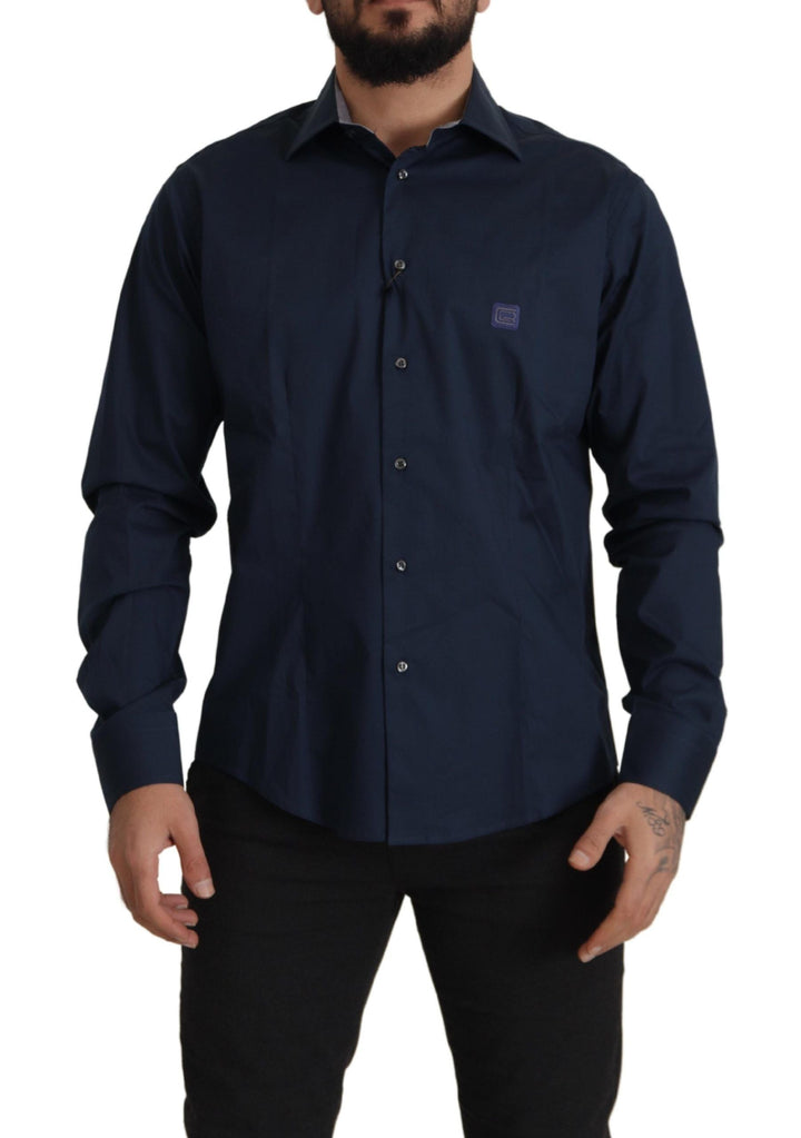 Men’s Roberto Cavalli Navy Blue Cotton Dress Formal Shirt
