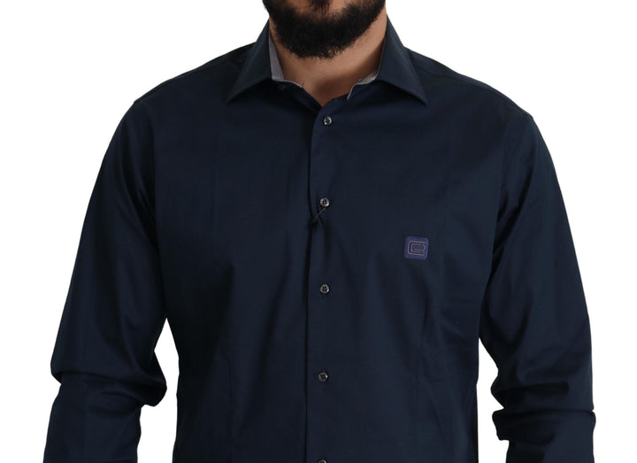 Men’s Roberto Cavalli Navy Blue Cotton Dress Formal Shirt
