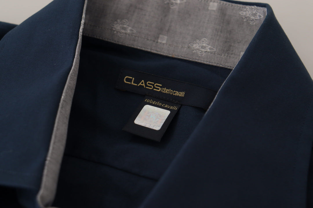 Men’s Roberto Cavalli Navy Blue Cotton Dress Formal Shirt