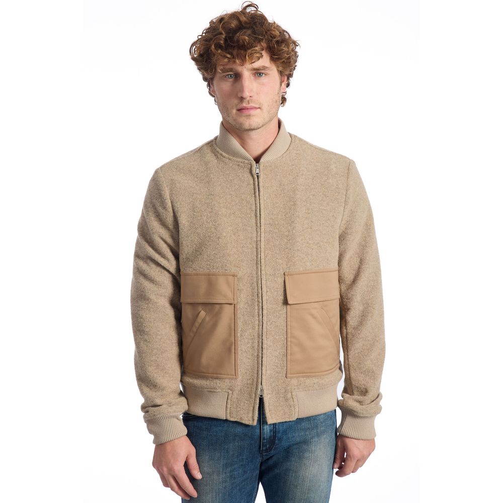 Men’s Roberto Pepe Luxury Beige Wool Men Jacket