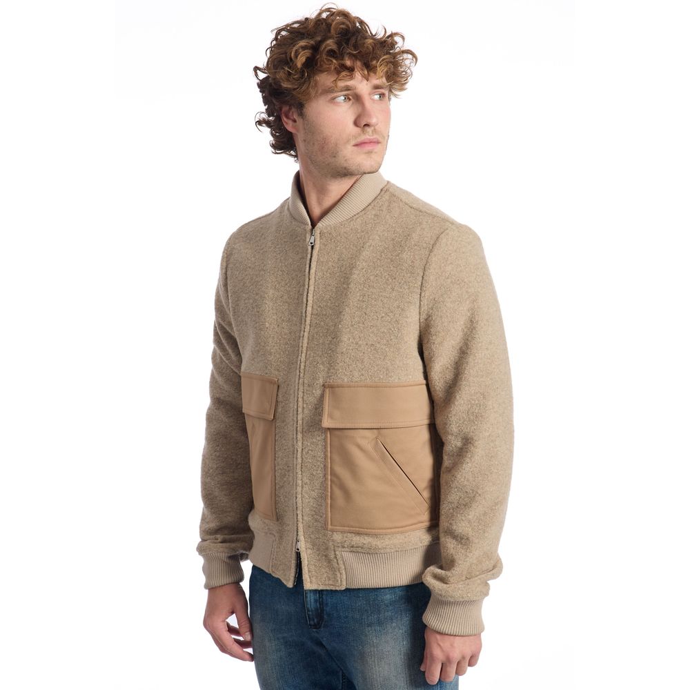 Men’s Roberto Pepe Luxury Beige Wool Men Jacket