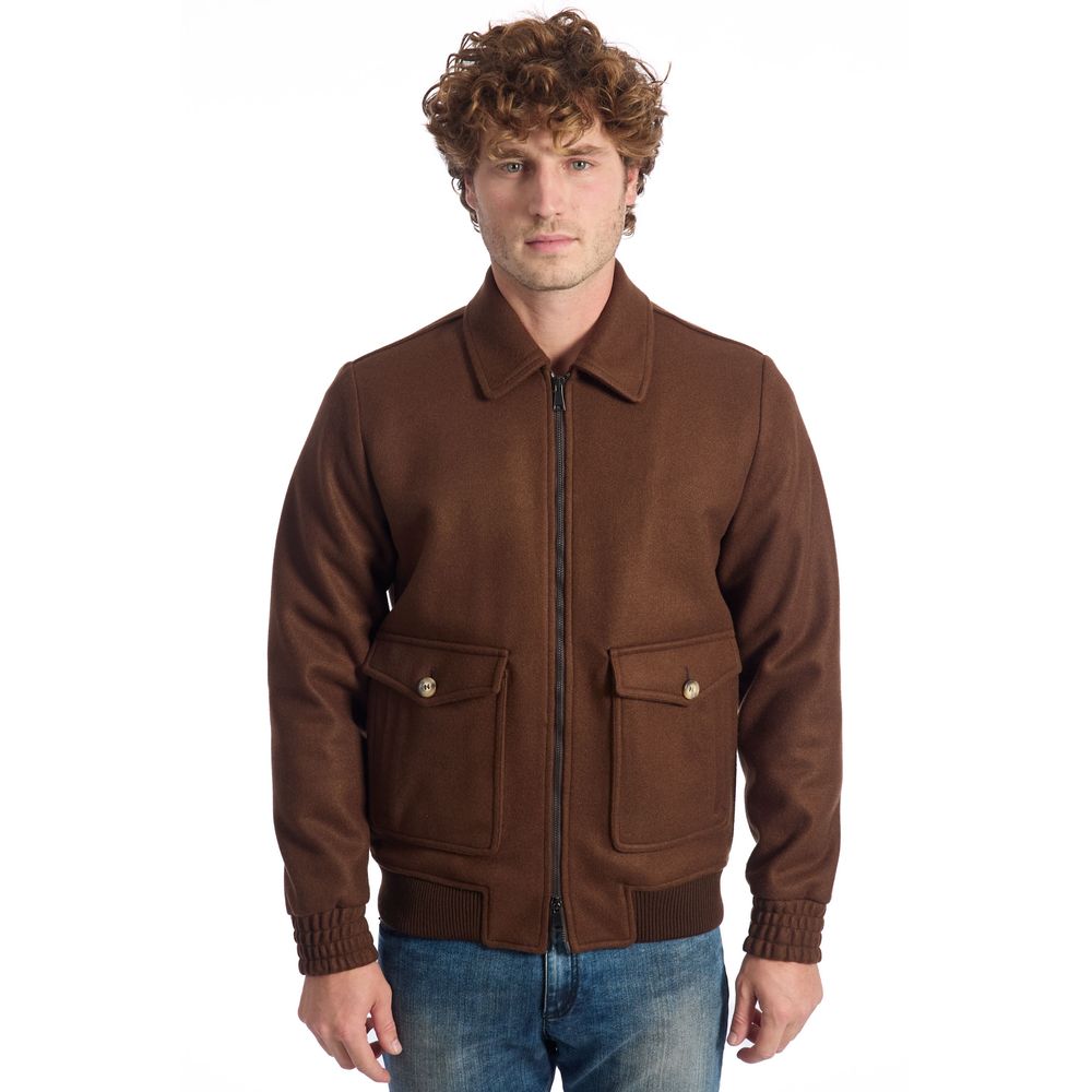 Men’s Roberto Pepe Luxury Brown Wool Men Jacket