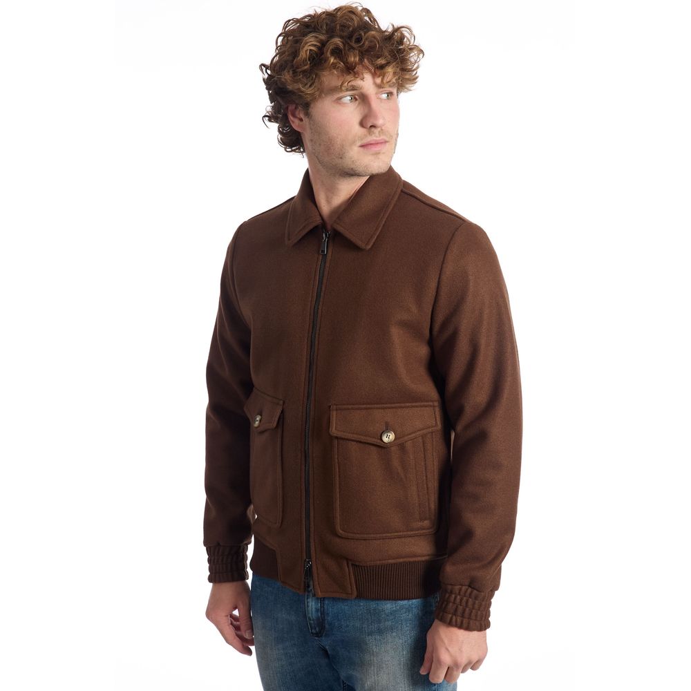 Men’s Roberto Pepe Luxury Brown Wool Men Jacket