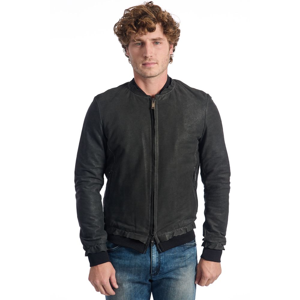 Men’s Roberto Pepe Luxury Gray Lambskin Men Jacket