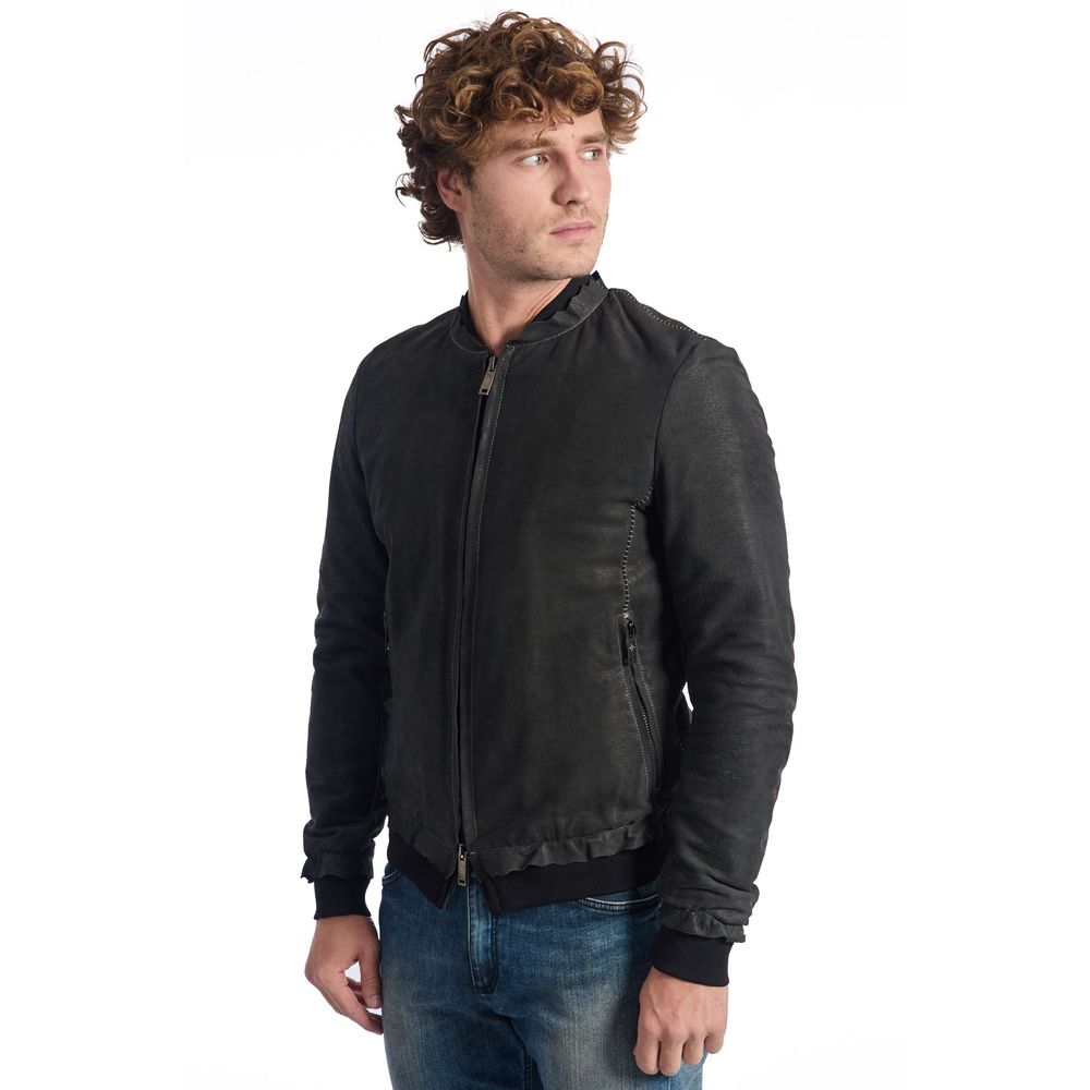 Men’s Roberto Pepe Luxury Gray Lambskin Men Jacket