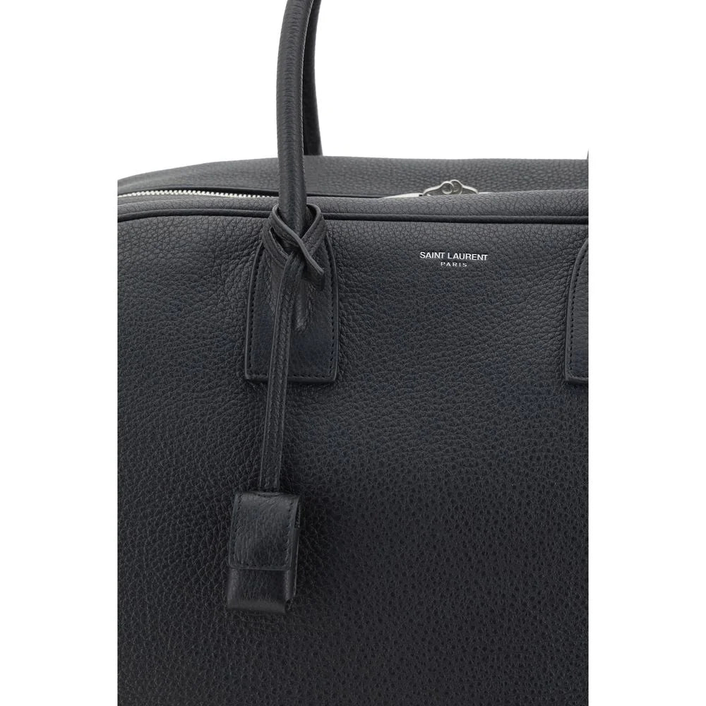 Men’s Saint Laurent Bowling Travel Bag Elegant Grained Leather Accessory
