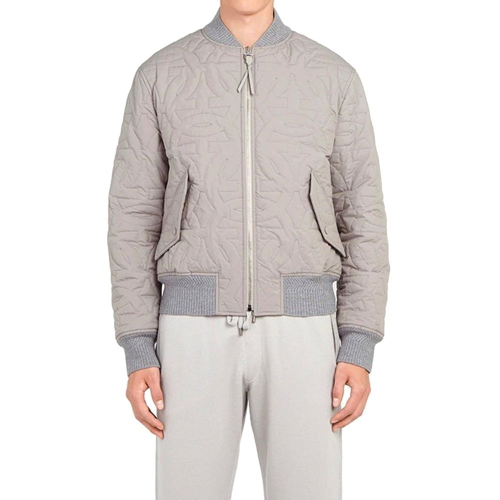 Men’s Salvatore Ferragamo Gray Polyester Bomber