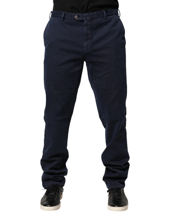 Men’s Santaniello Dark Blue Mid Waist Skinny Chino Trouser Pants