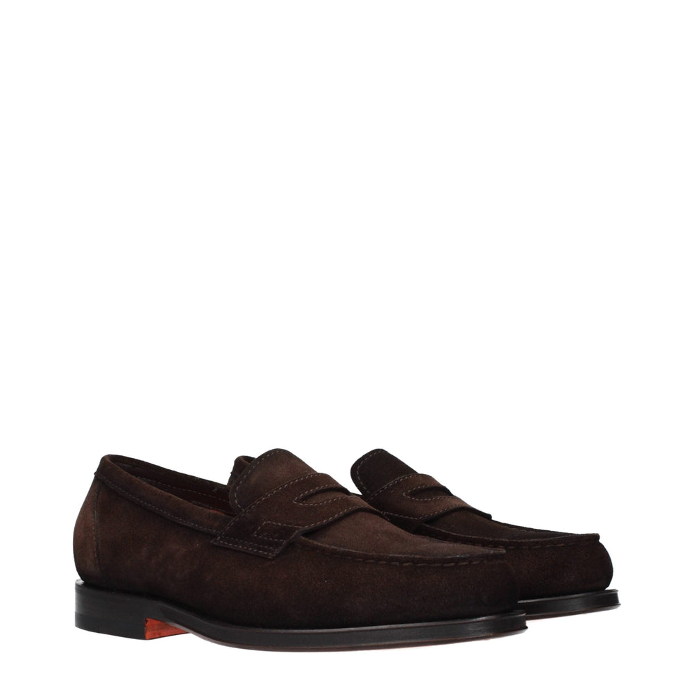Men’s Santoni Brown Leather Slip-on Loafers