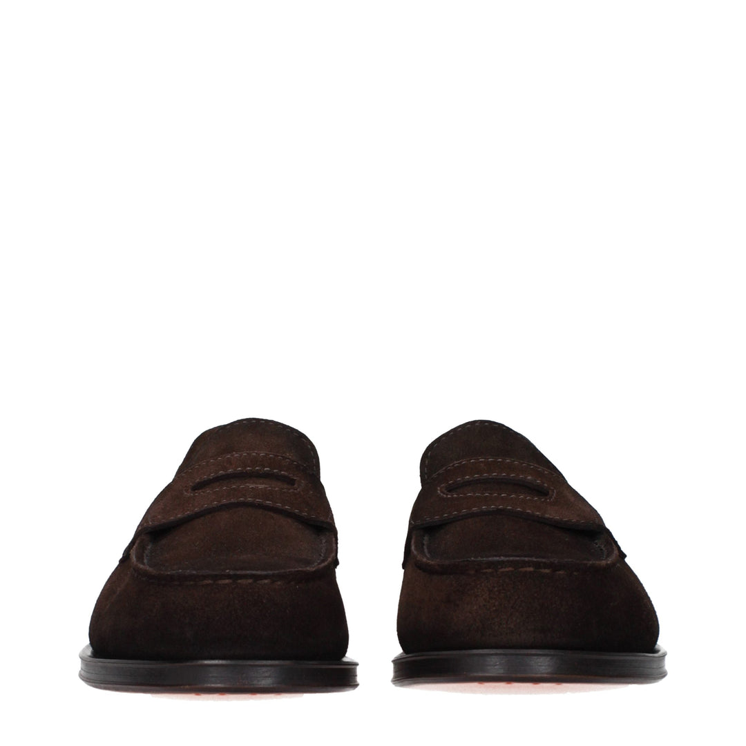 Men’s Santoni Brown Leather Slip-on Loafers