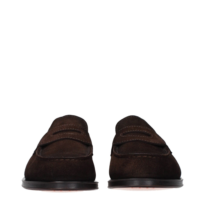 Men’s Santoni Brown Leather Slip-on Loafers