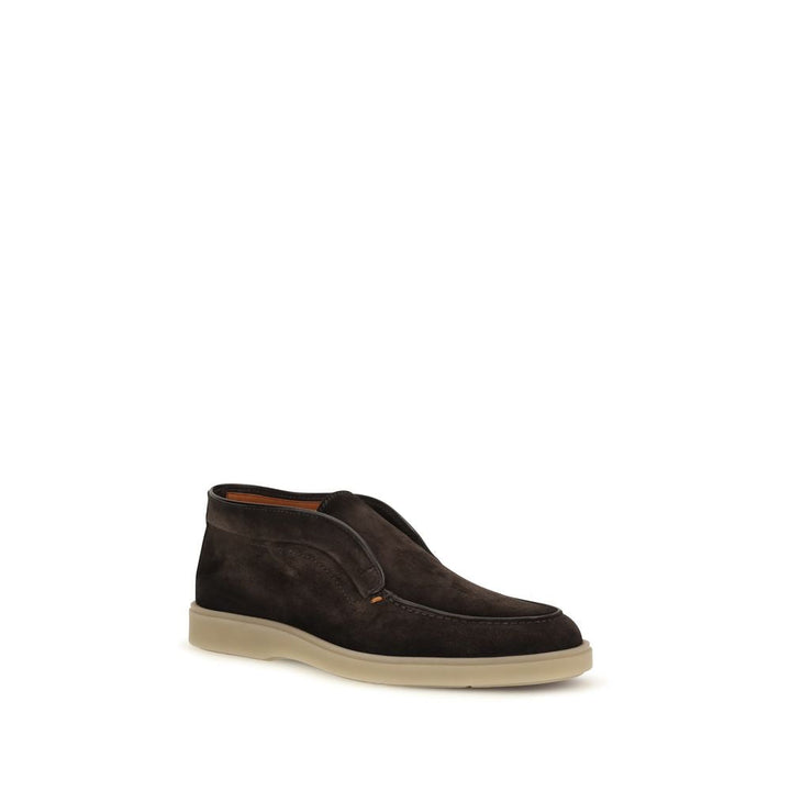 Men’s Santoni Brown Suede Leather Slip-on Loafers