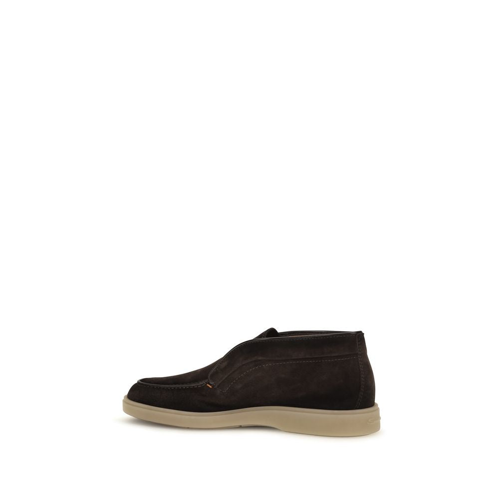 Men’s Santoni Brown Suede Leather Slip-on Loafers