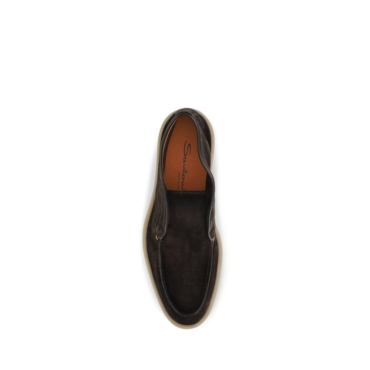 Men’s Santoni Brown Suede Leather Slip-on Loafers