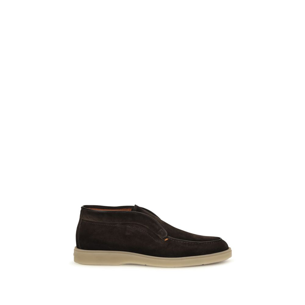 Men’s Santoni Brown Suede Leather Slip-on Loafers