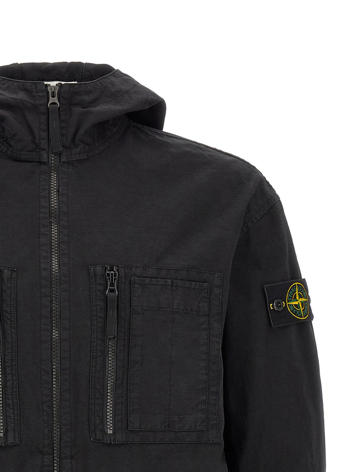 Men’s Stone Island Black Cotton Shell Jacket