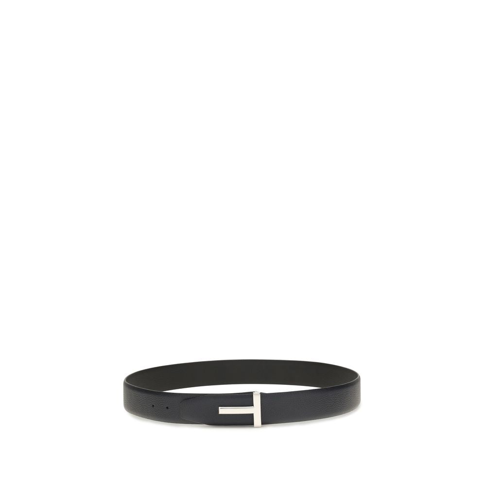 Tom Ford Black Calf Leather Bos Taurus Belt