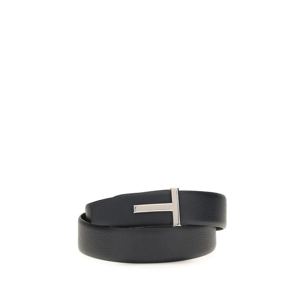 Tom Ford Black Calf Leather Bos Taurus Belt
