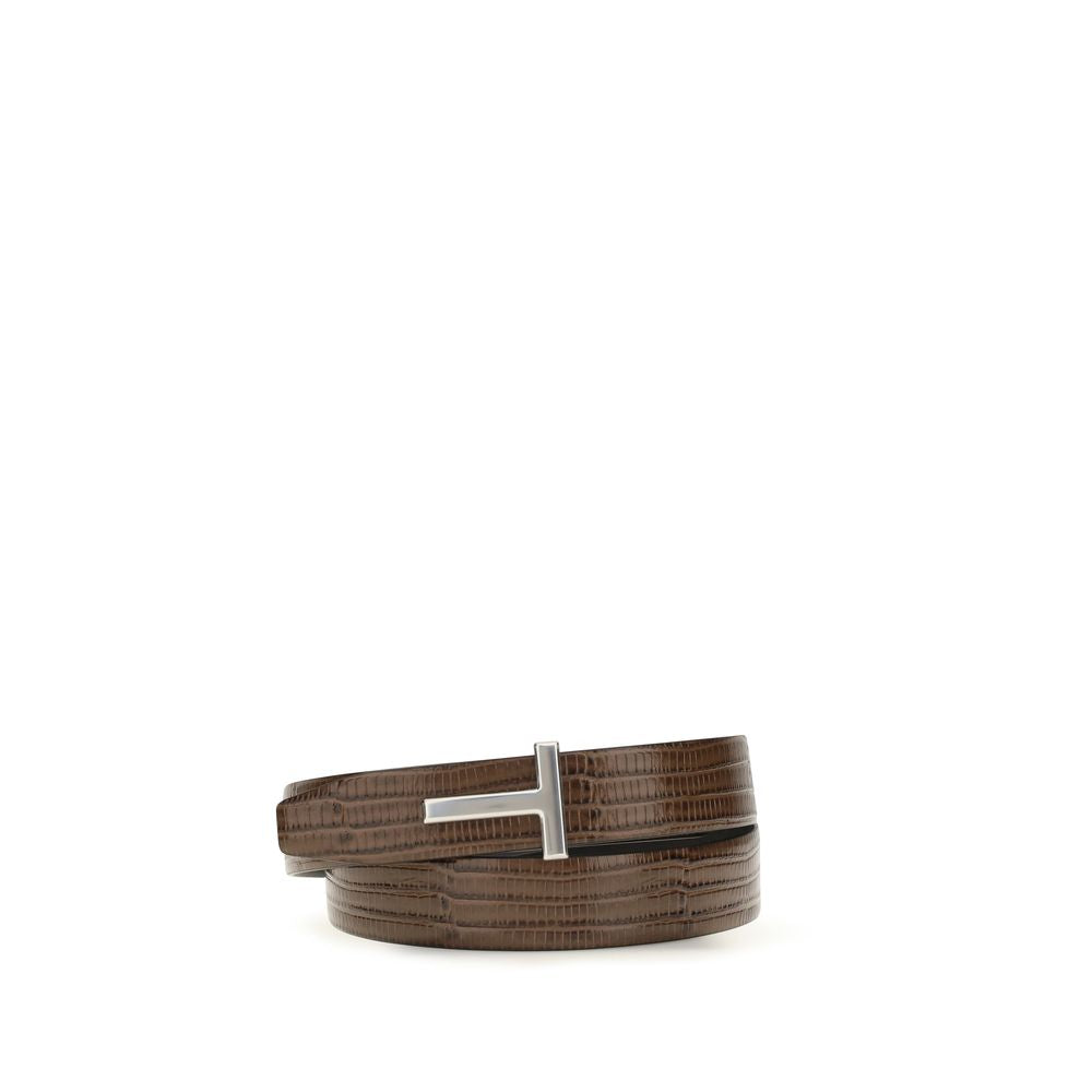 Tom Ford Brown Calf Leather Bos Taurus Belt