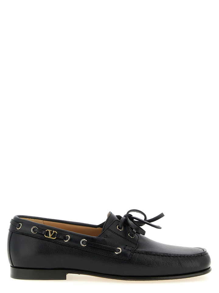 Men’s Valentino Garavani Black Buffalo Leather Slip-on Loafers