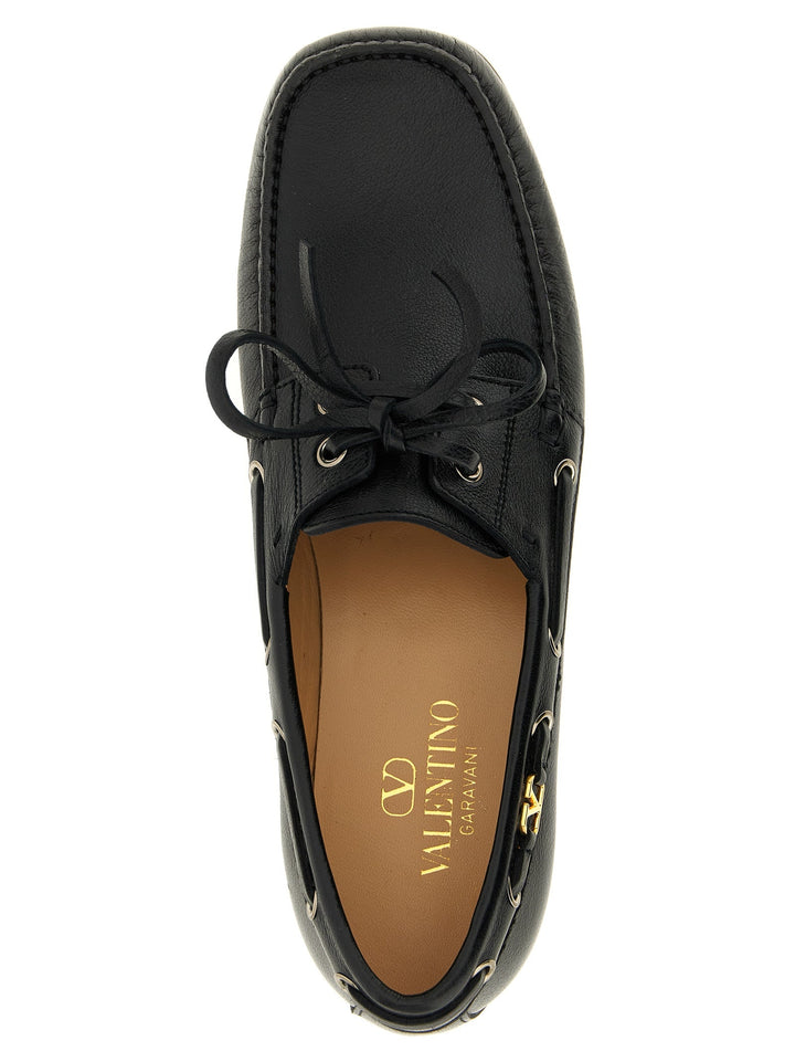 Men’s Valentino Garavani Black Buffalo Leather Slip-on Loafers