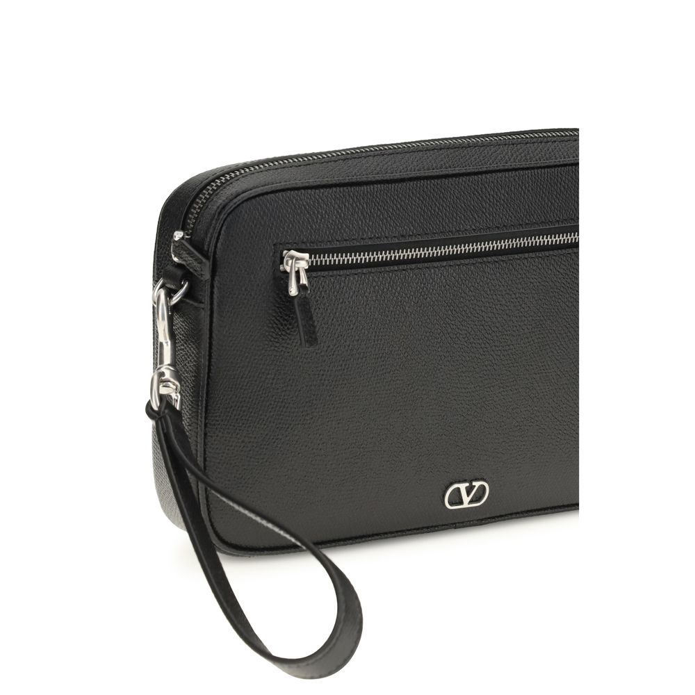Men’s Valentino Garavani Black Calf Leather Bos Taurus Handbag