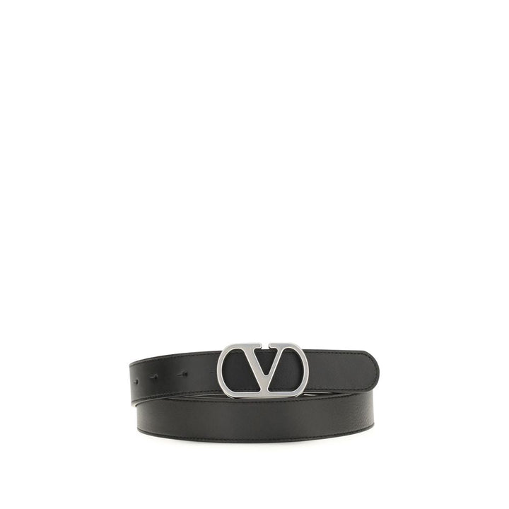 Valentino Garavani Black Calf Leather Bos Taurus Regular Belt