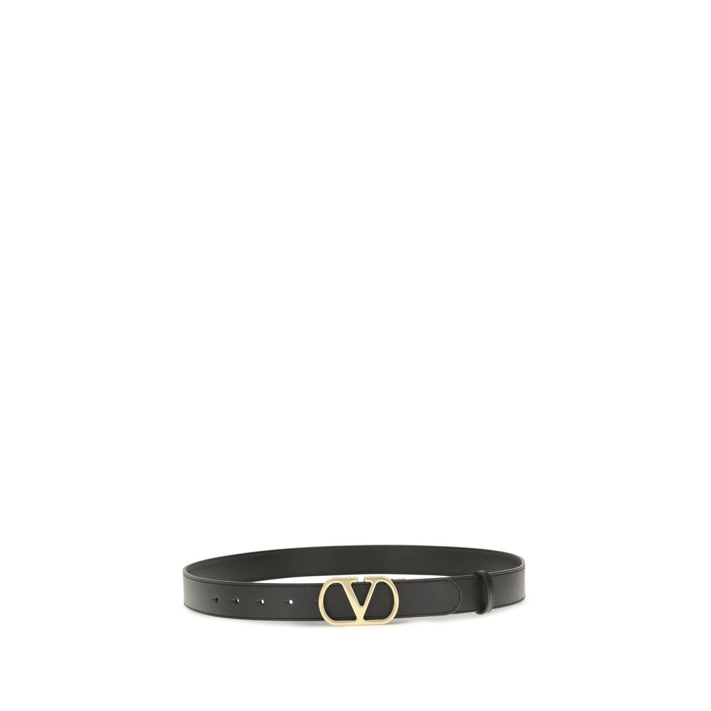 Valentino Garavani Black Calf Leather Bos Taurus Regular Belt
