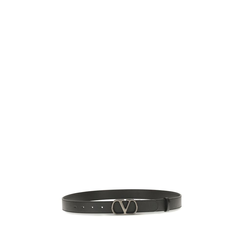 Valentino Garavani Black Calf Leather Bos Taurus Regular Belt