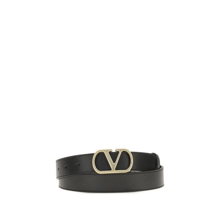 Valentino Garavani Black Calf Leather Bos Taurus Regular Belt