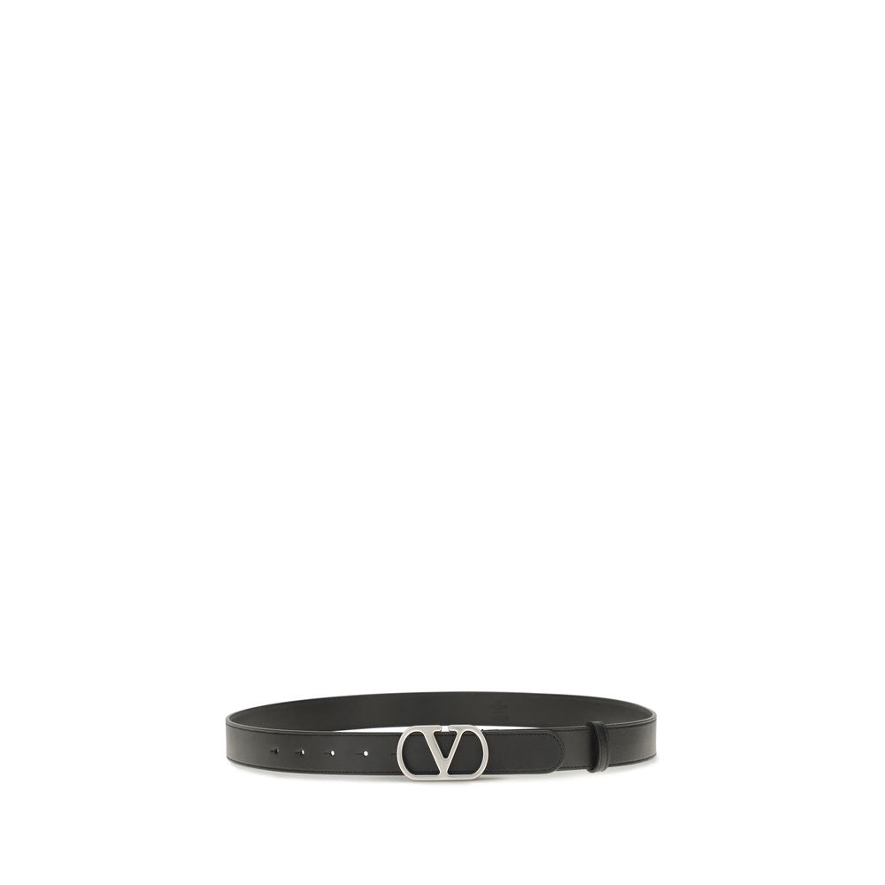 Valentino Garavani Black Calf Leather Bos Taurus Regular Belt