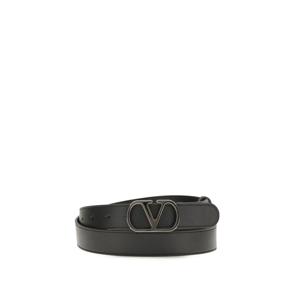 Valentino Garavani Black Calf Leather Bos Taurus Regular Belt