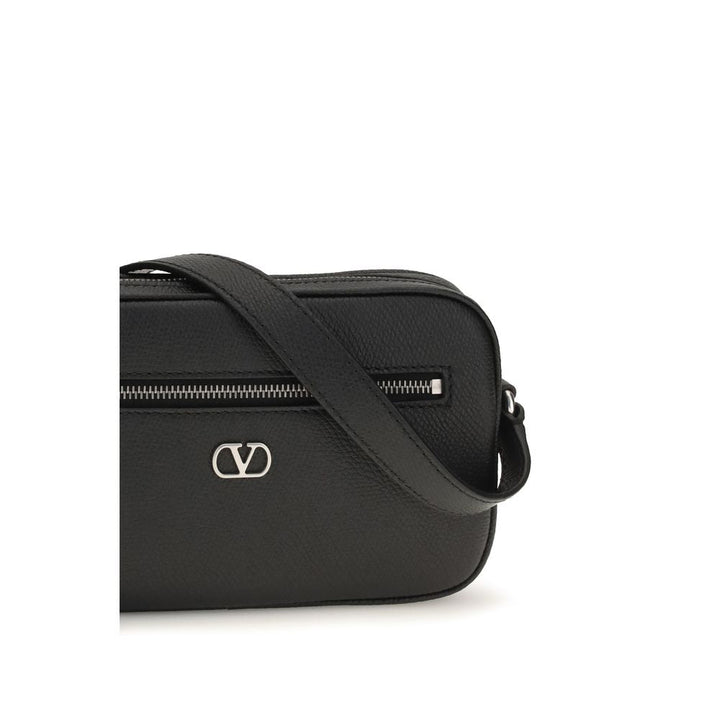 Men’s Valentino Garavani Black Calf Leather Bos Taurus Shoulder Bag