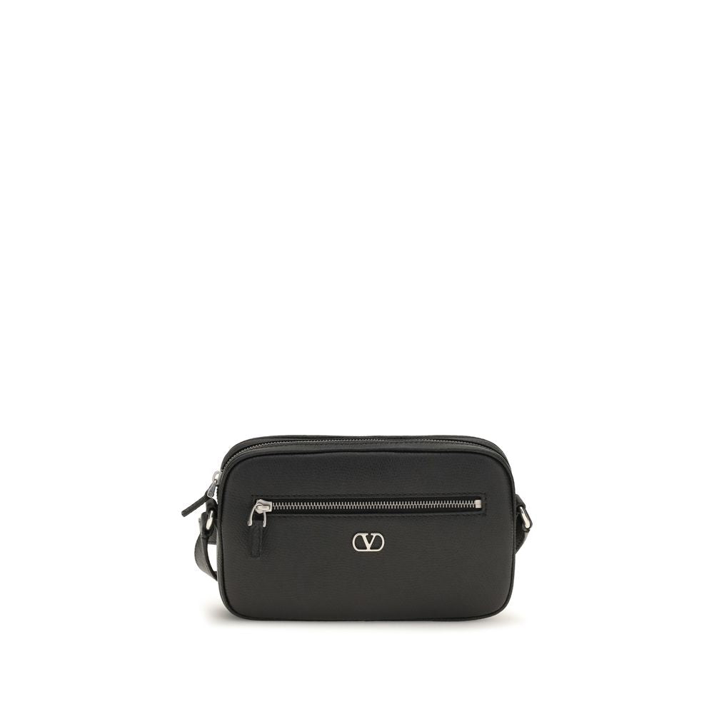 Men’s Valentino Garavani Black Calf Leather Bos Taurus Shoulder Bag