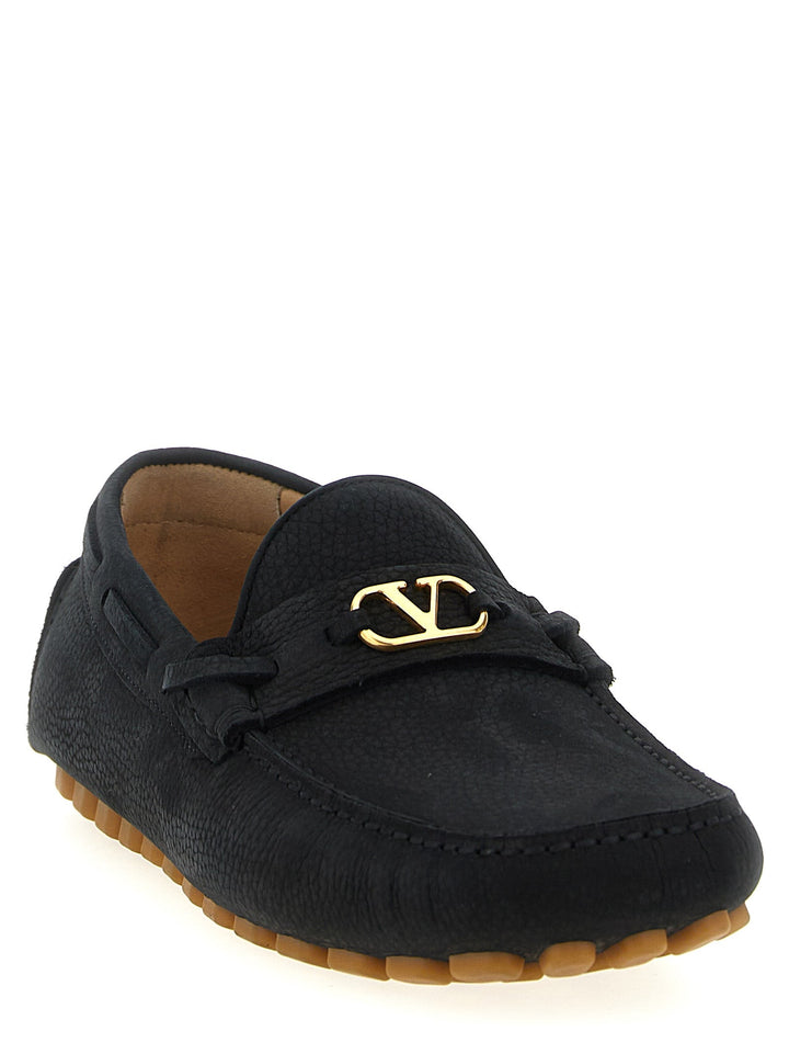 Men’s Valentino Garavani Black Calfskin Slip-on Loafers