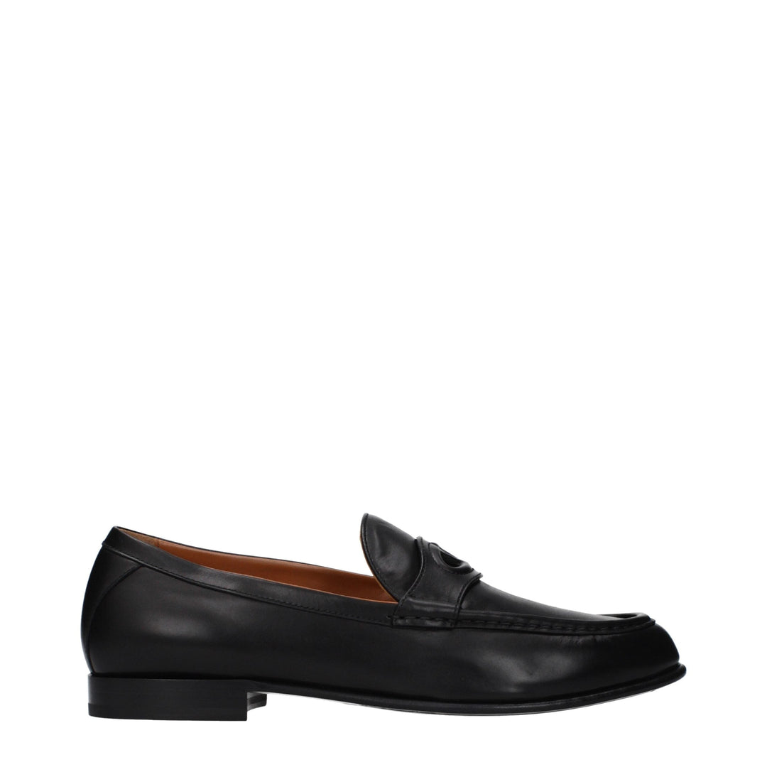 Men’s Valentino Garavani Black Leather Slip-on Loafers