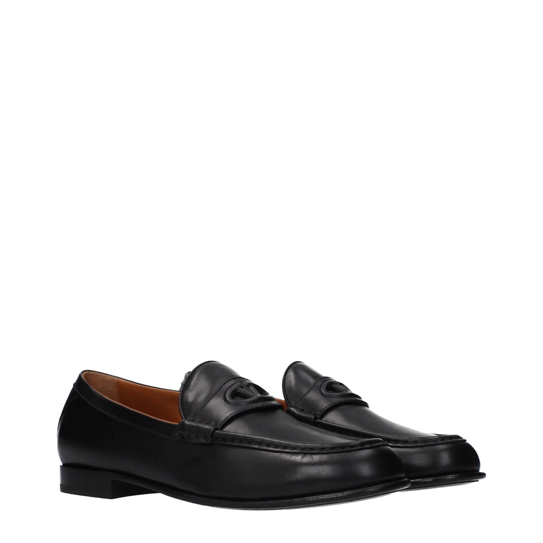 Men’s Valentino Garavani Black Leather Slip-on Loafers