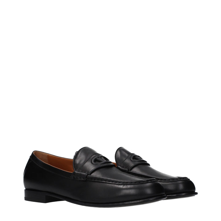 Men’s Valentino Garavani Black Leather Slip-on Loafers