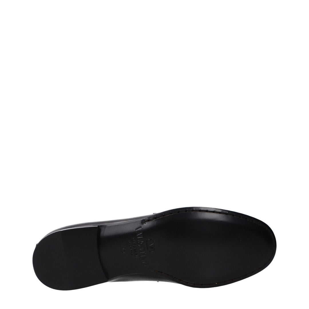 Men’s Valentino Garavani Black Leather Slip-on Loafers