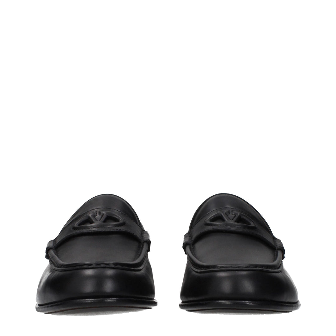 Men’s Valentino Garavani Black Leather Slip-on Loafers