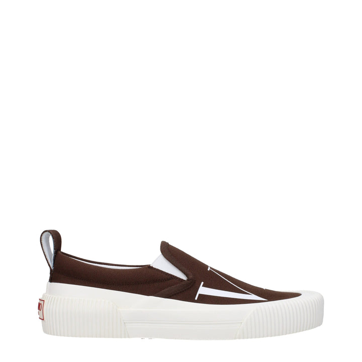 Men’s Valentino Garavani Brown Fabric Slip-on Loafers