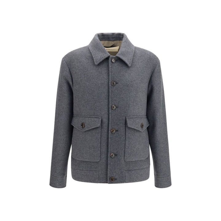 Men’s Valentino Garavani Gray Wool Oves Aries Full-length Jacket