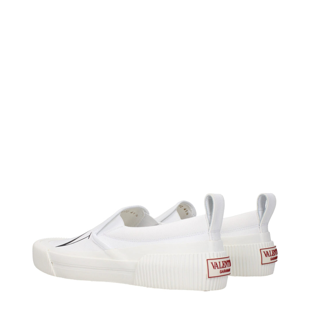 Men’s Valentino Garavani White Fabric Slip-on Loafers