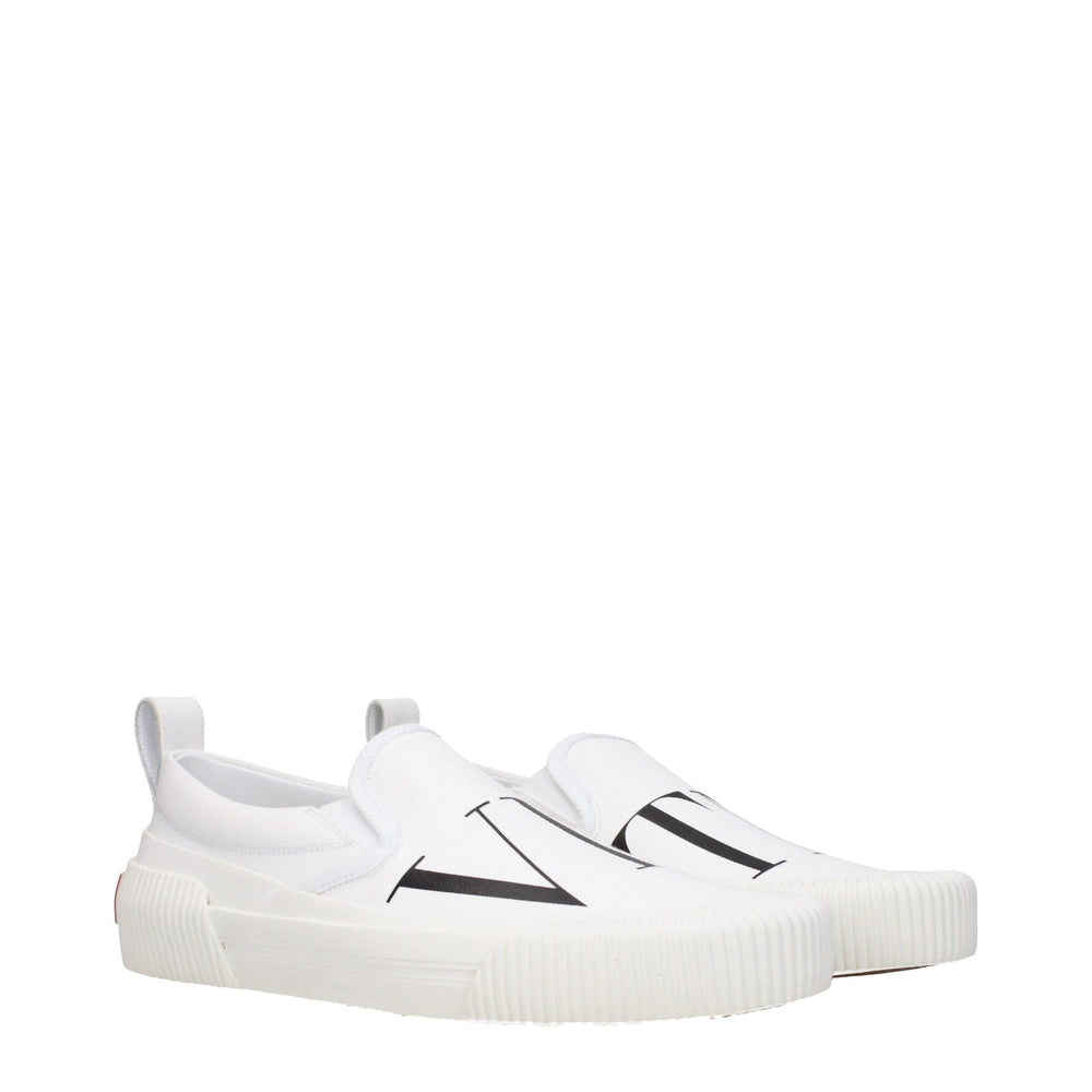 Men’s Valentino Garavani White Fabric Slip-on Loafers
