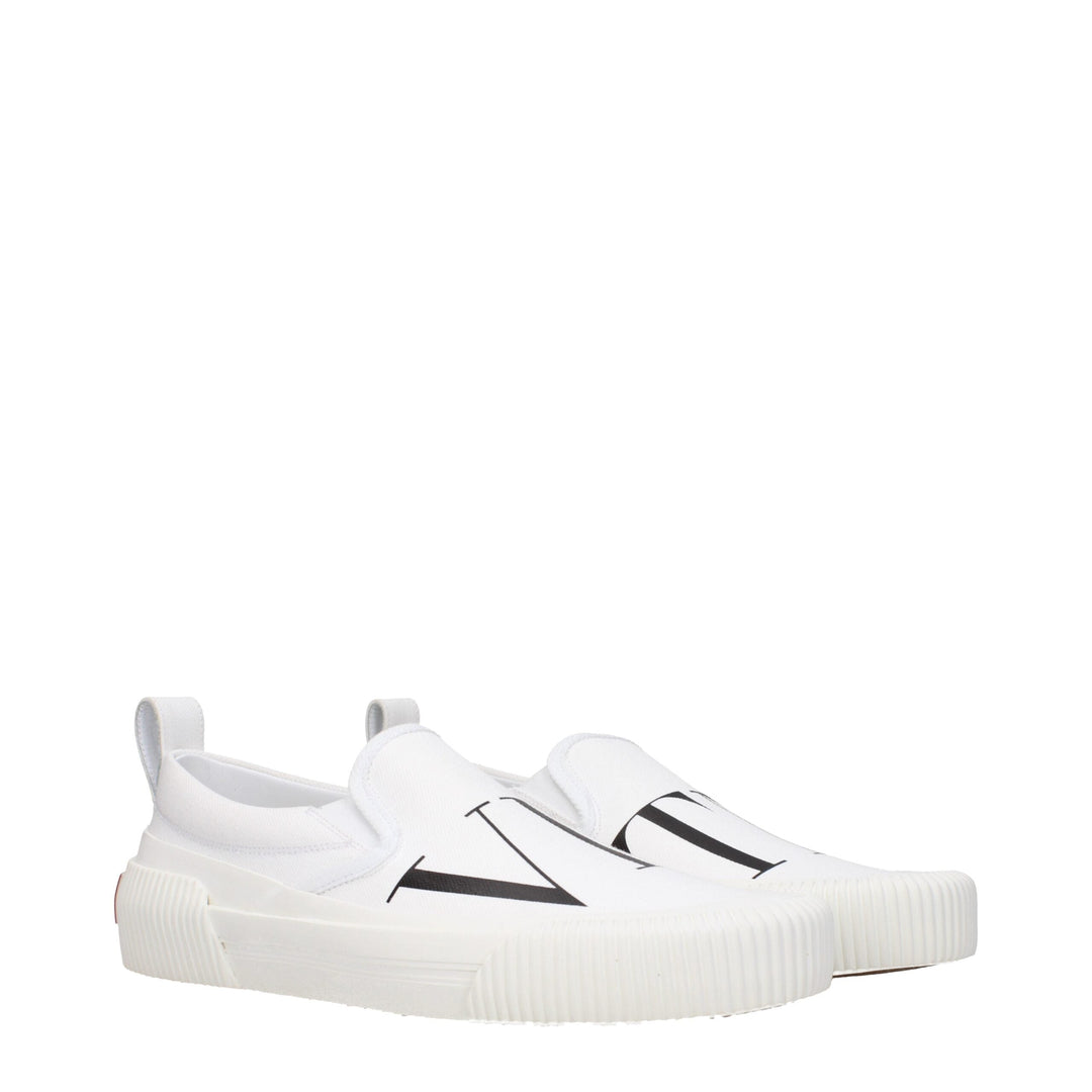 Men’s Valentino Garavani White Fabric Slip-on Loafers