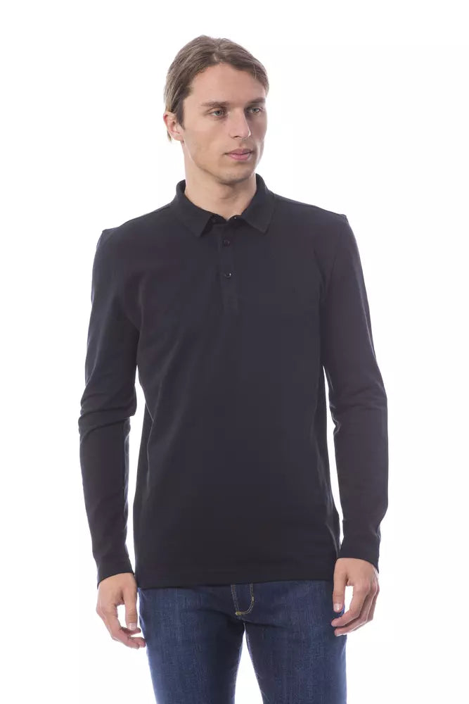 Men’s Verri Black Cotton Men Polo Shirt Long Sleeve
