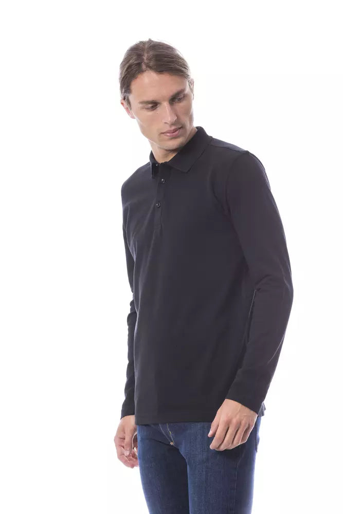 Men’s Verri Black Cotton Men Polo Shirt Long Sleeve