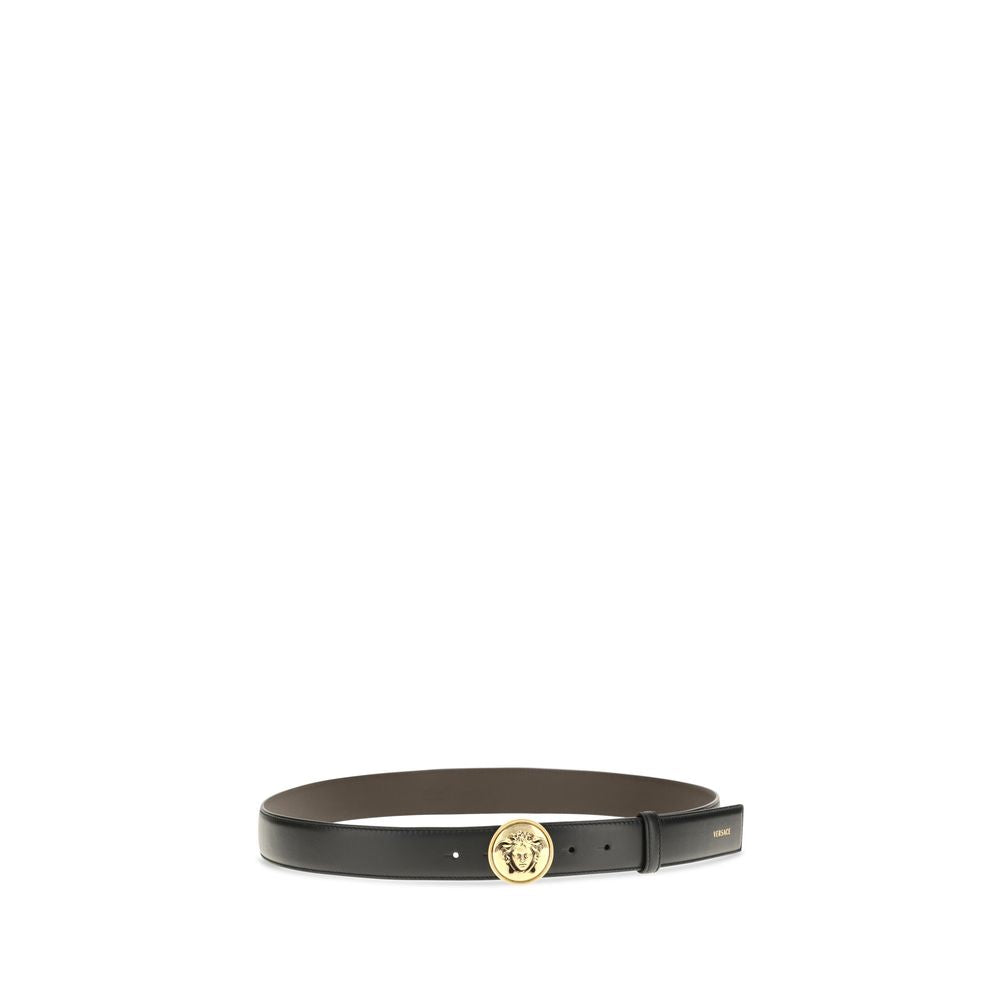 Versace Black Calf Leather Bos Taurus Regular Belt