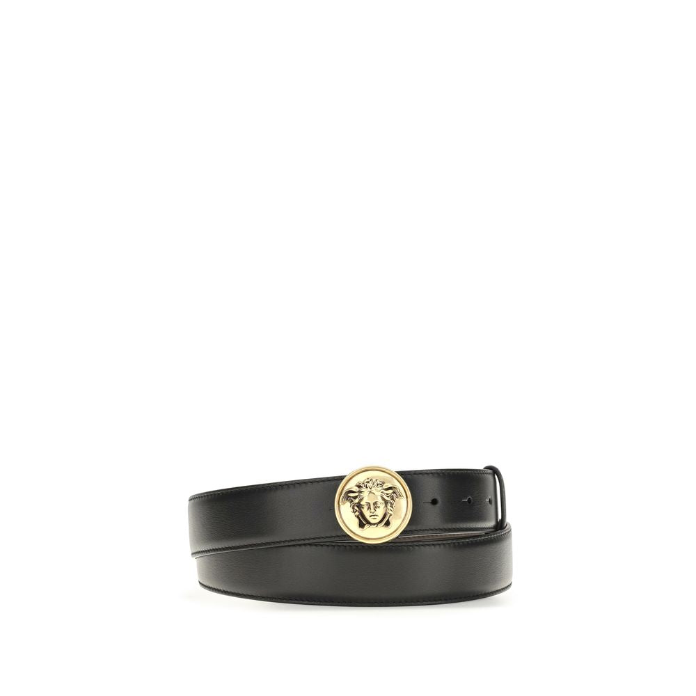 Versace Black Calf Leather Bos Taurus Regular Belt