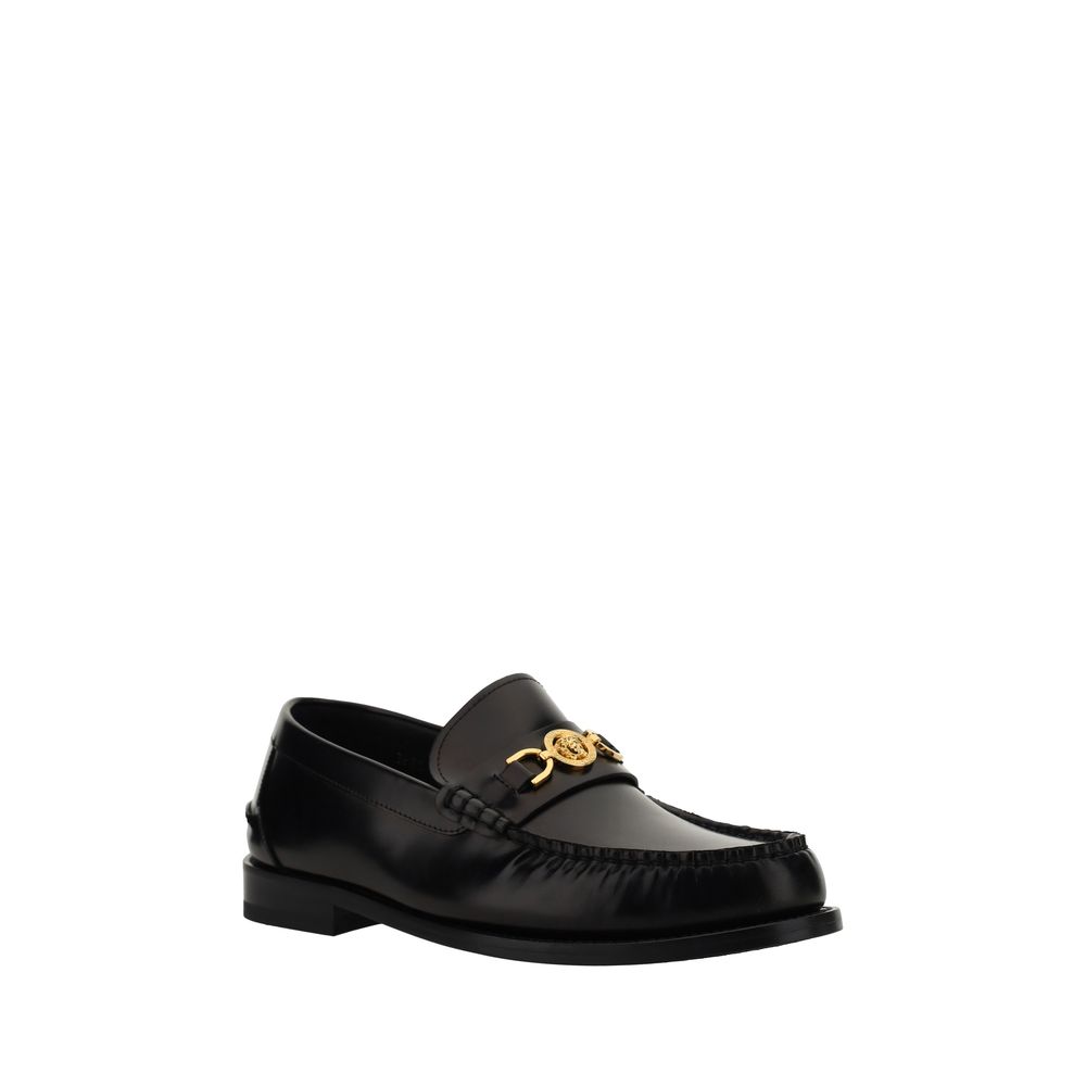 Men’s Versace Black Calf Leather Bos Taurus Slip-on Loafers